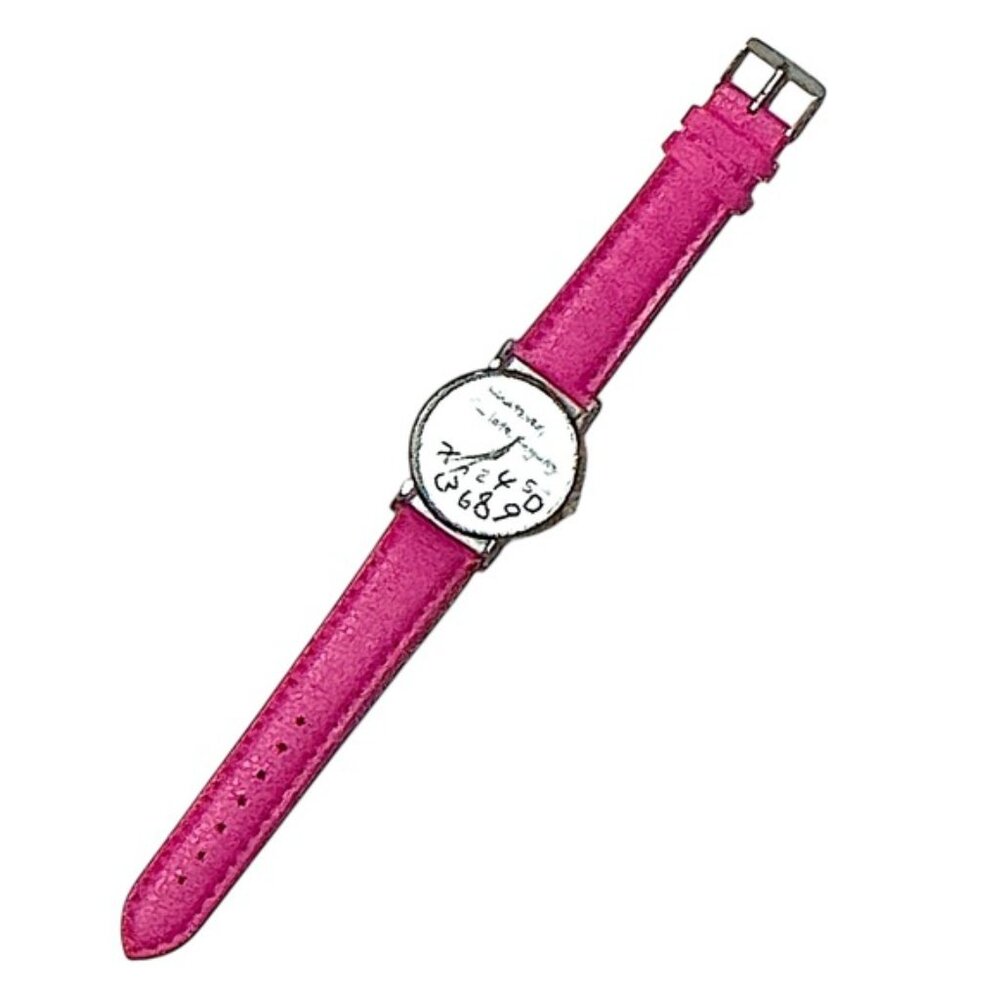 I’m Late Statement Watch Bright Barbie Pink PU Leather Buckle Band Strap Adult - Picture 8 of 16